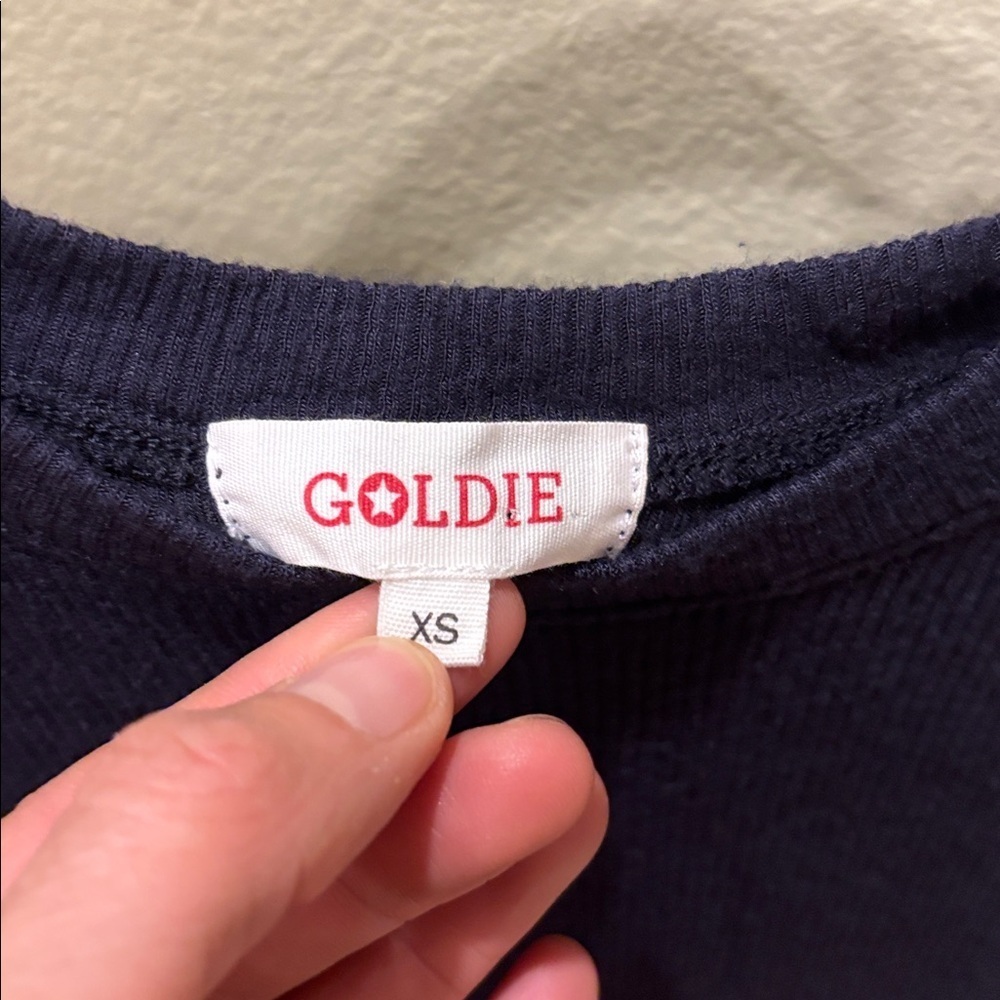 Goldie Navy Ruffle Sleeve Tee - Picture 6 of 10